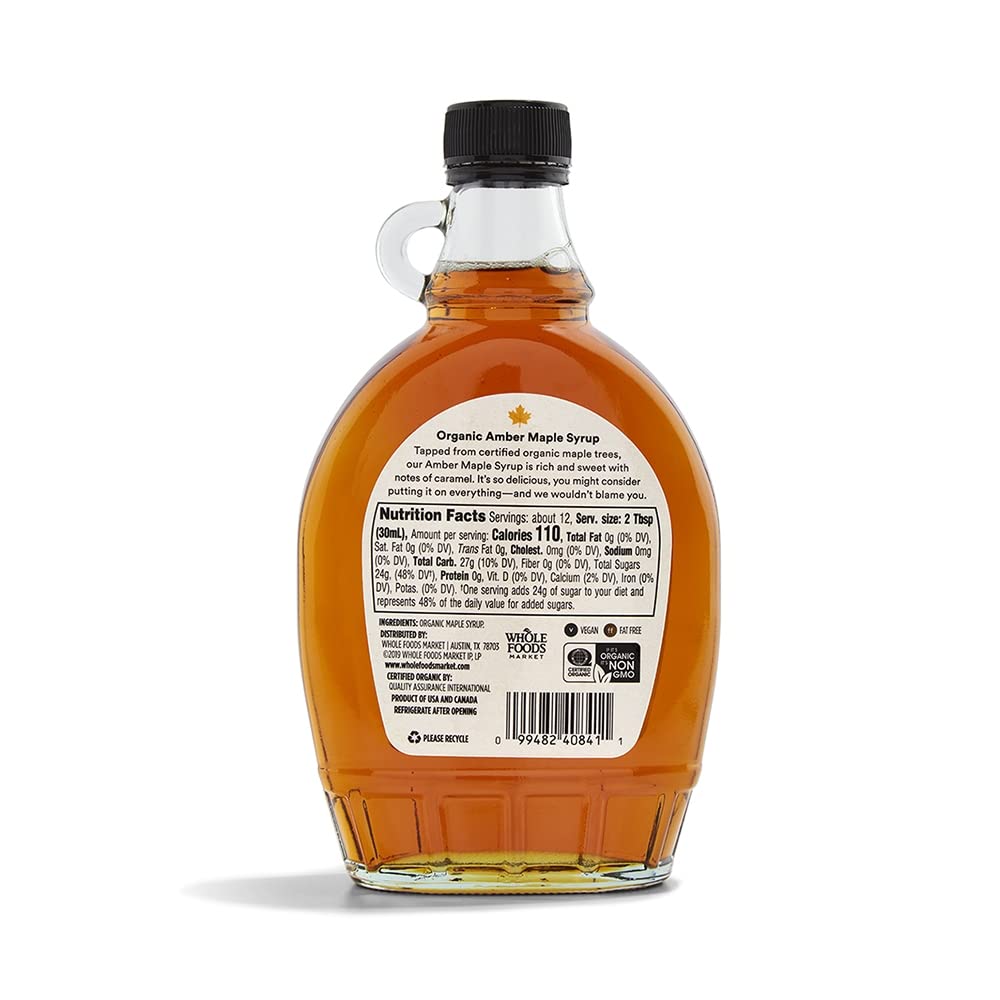 365 Maple Syrup bottle with pancakes on plate for breakfast inspiration