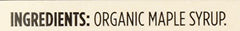 365 Maple Syrup label close-up shows organic, additive-free quality