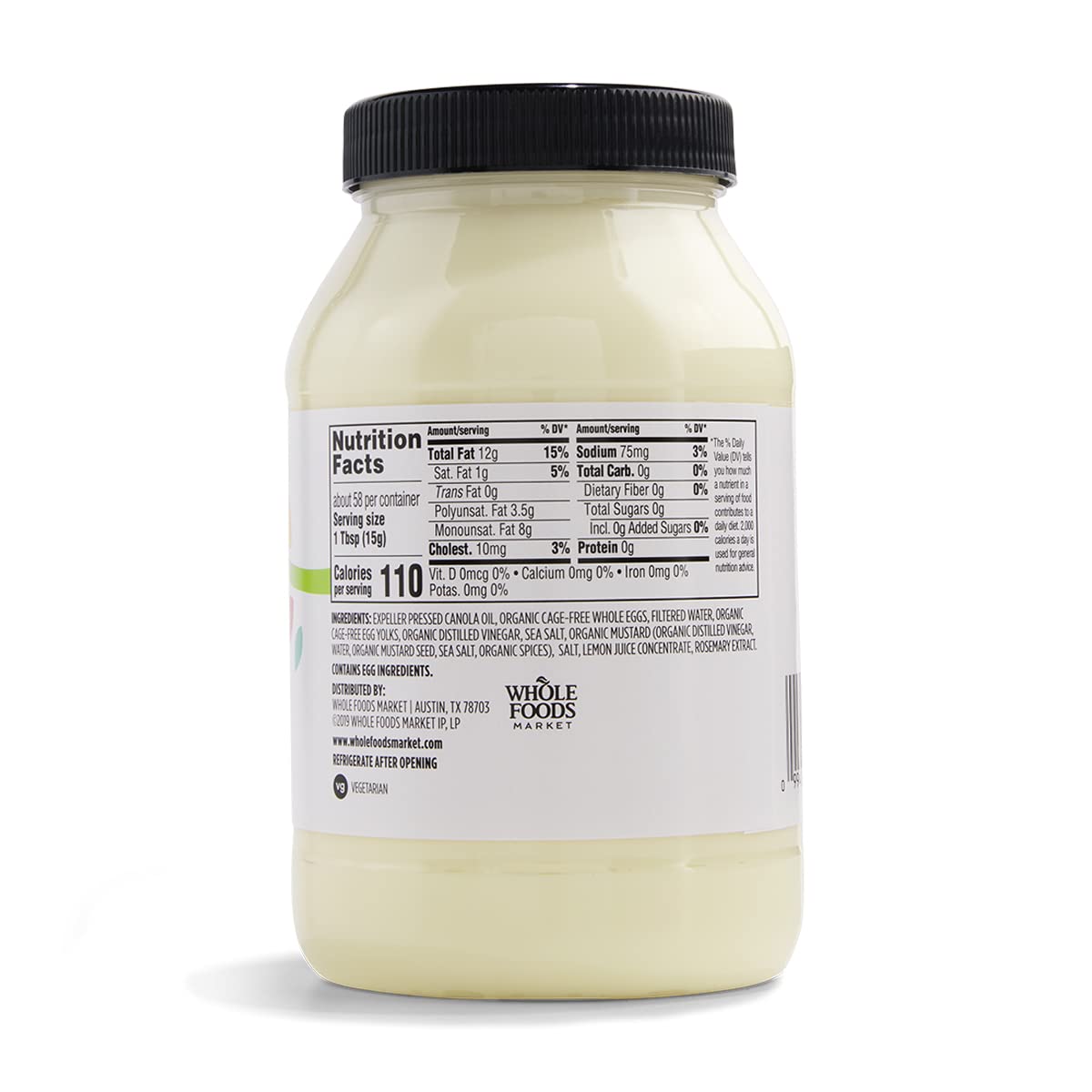 365 mayonnaise bottle highlights expeller-pressed canola oil for a smooth finish