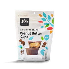 365 Mini Milk Chocolate Peanut Butter Cups packaging, ideal grab-and-go snack