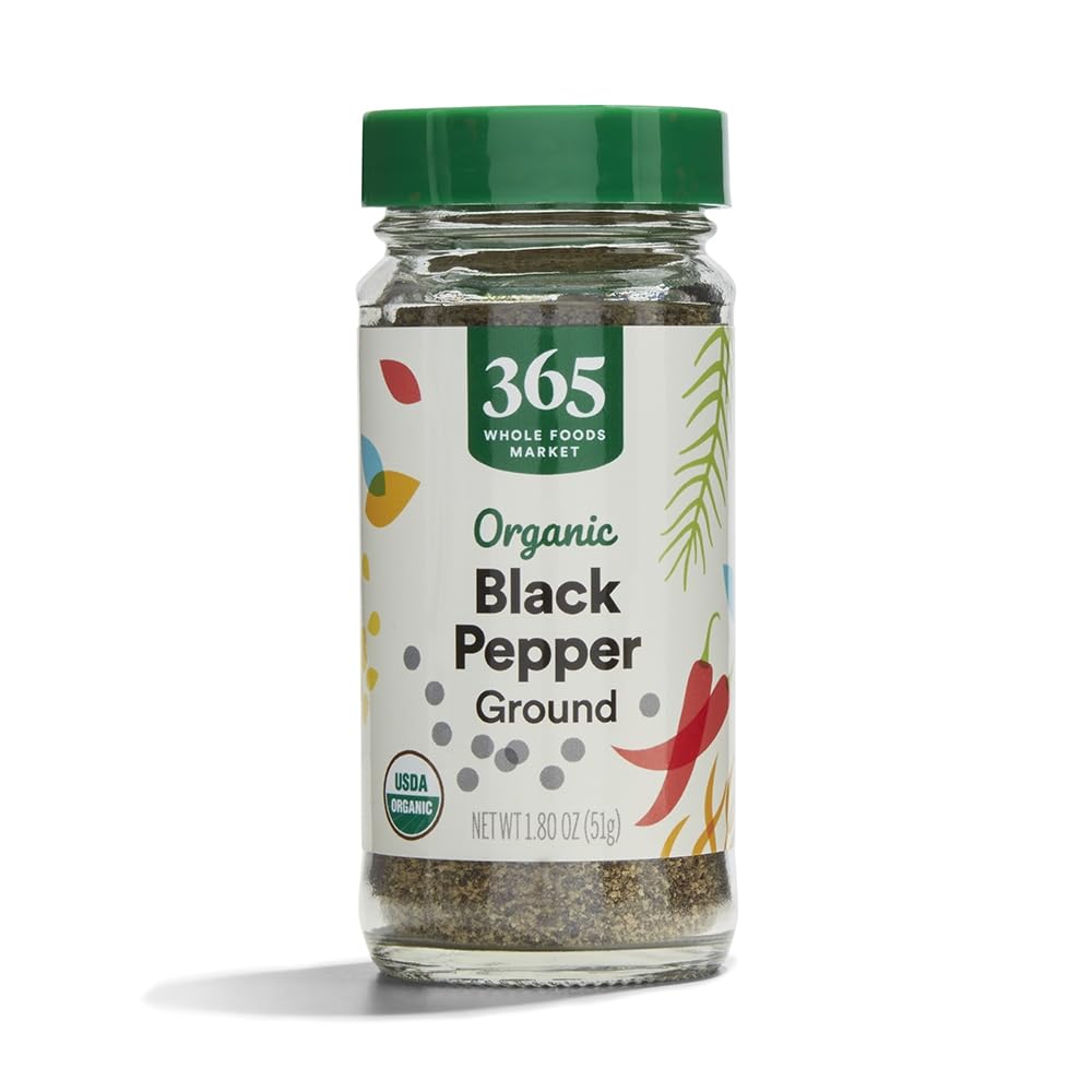 365 by Whole Foods Market Organic Black Pepper Ground bottle for everyday seasoning.