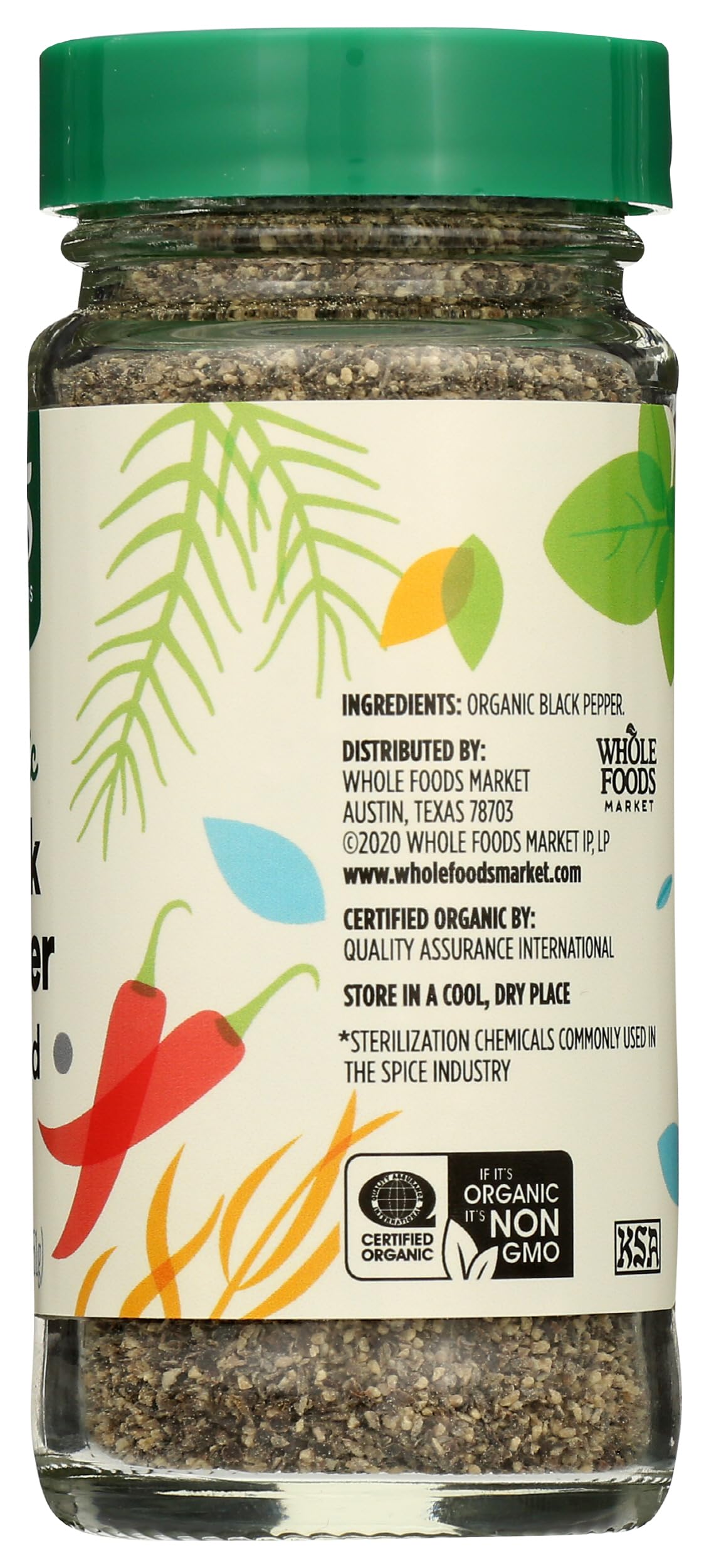 365 by Whole Foods Market Organic Black Pepper Ground pour spout enables precise seasoning.