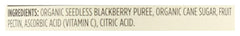 365 Organic Blackberry Conserve ingredients close-up, showcasing organic blackberries and cane sugar.