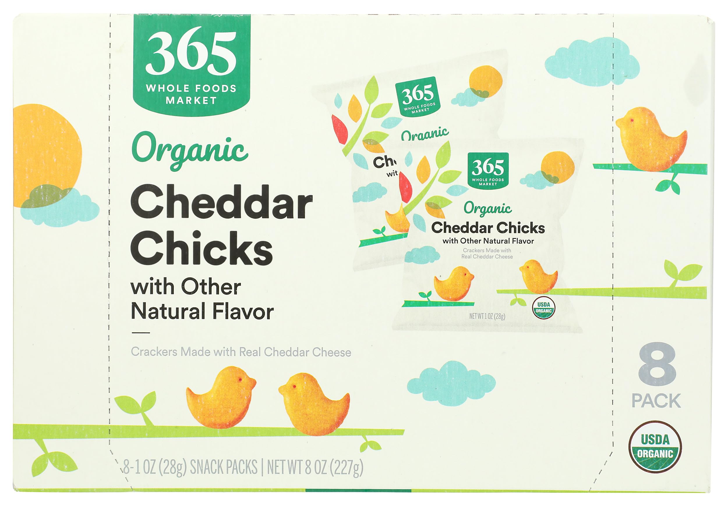 365 by Whole Foods Market organic cheddar chick crackers in an eight-pack for easy lunches