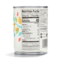 365 Organic Evaporated Milk label close-up with organic and non-GMO certification