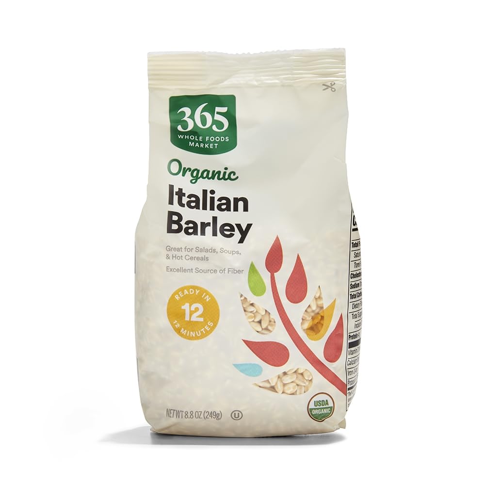 365 by Whole Foods Market Organic Italian Barley bag closeup highlighting fiber-rich grain