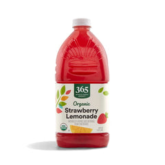 365 Organic Strawberry Lemonade bottle with natural ingredients for a refreshing sip