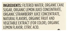 365 Organic Strawberry Lemonade ingredients label highlighting organic sourcing