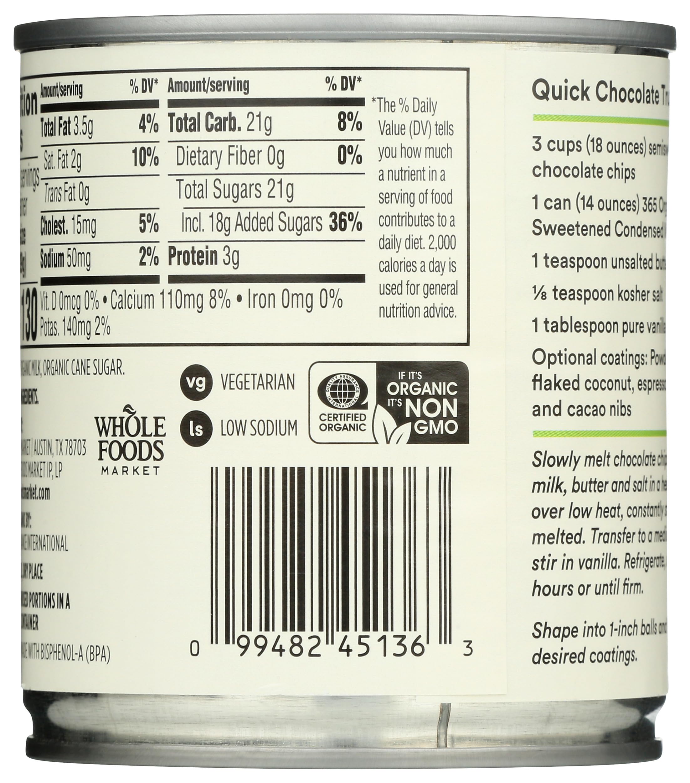 365 by Whole Foods Market condensed milk can closeup for dessert fillings