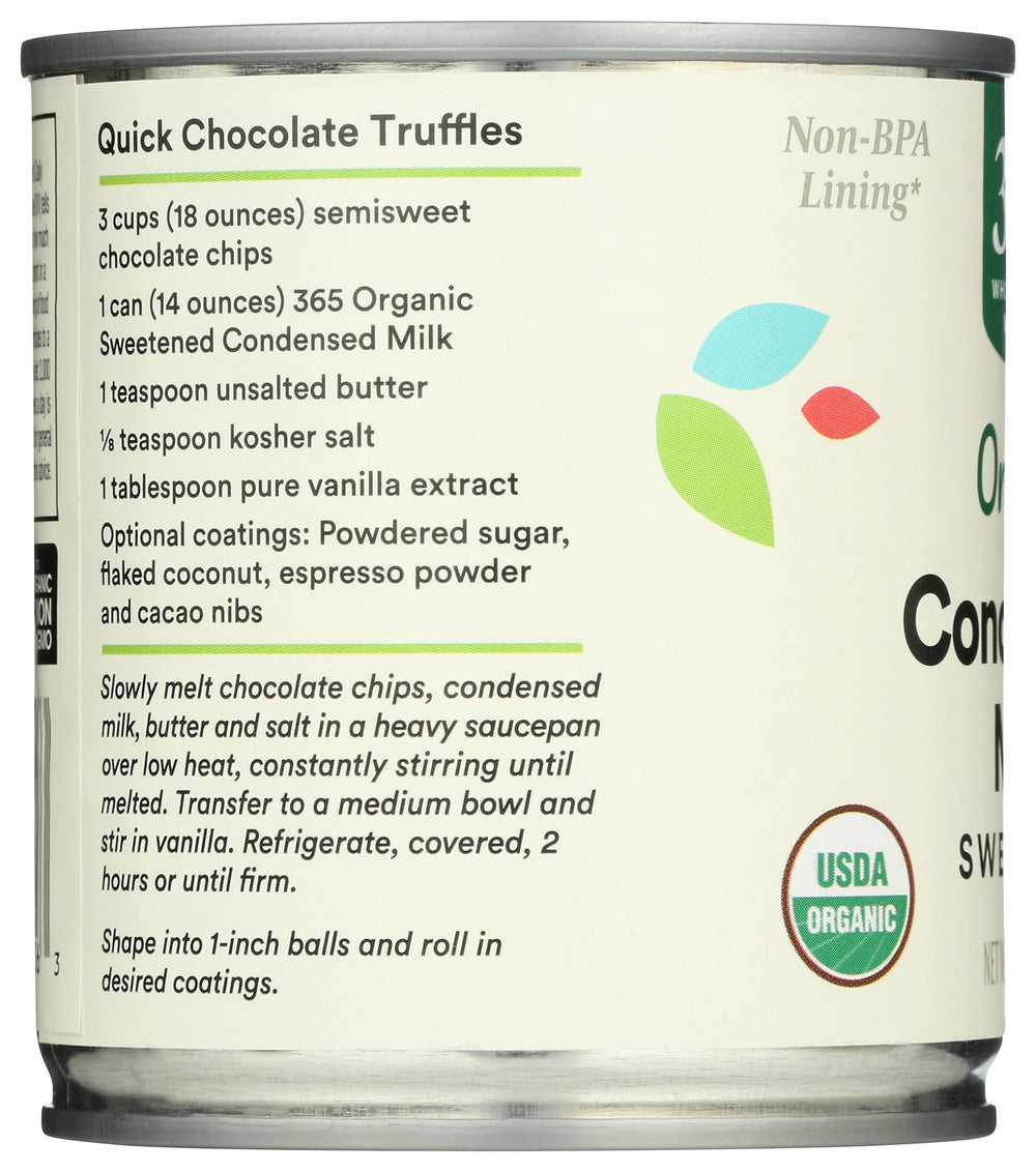 365 by Whole Foods Market label detail on condensed milk can