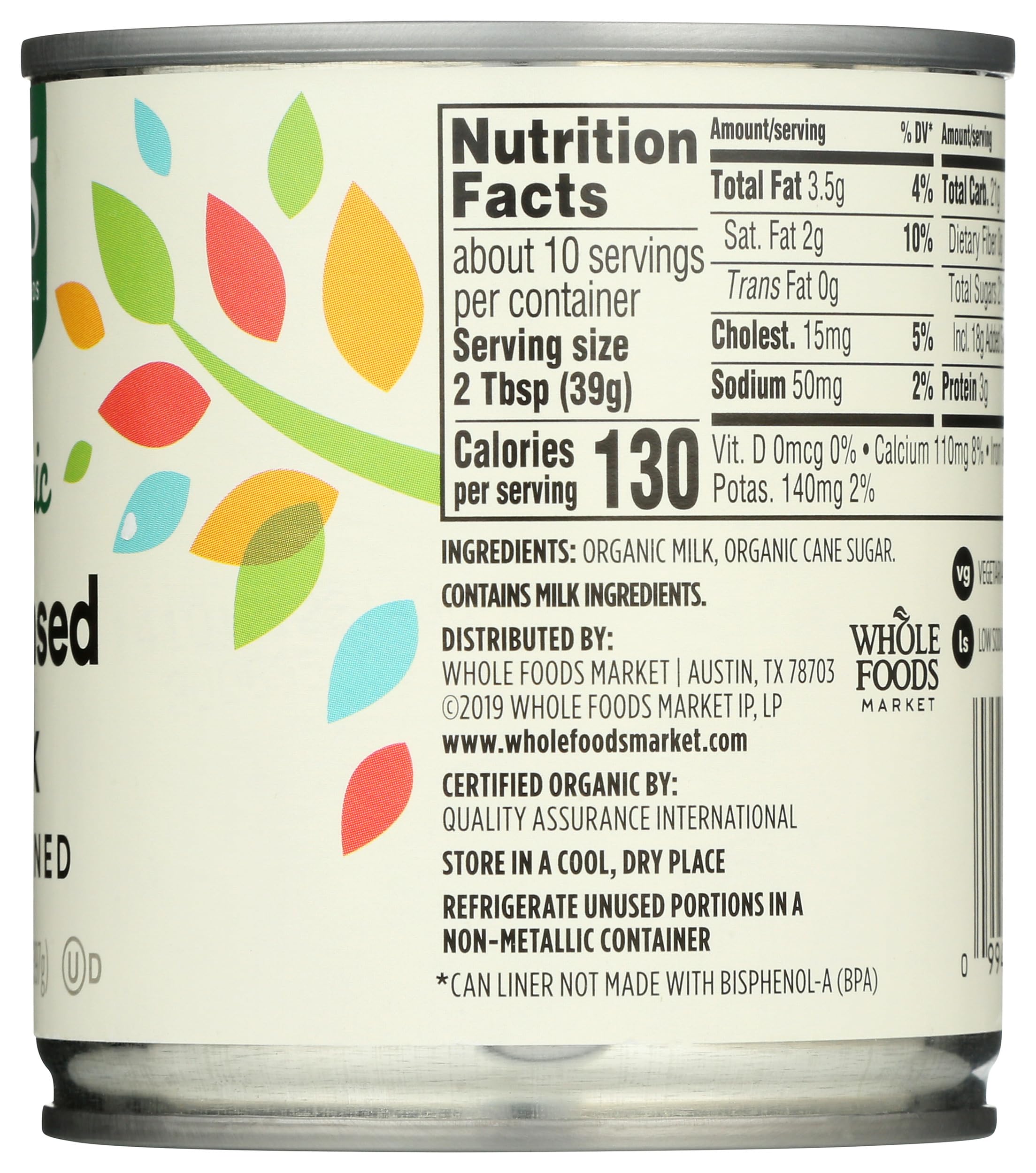 365 by Whole Foods Market condensed milk as a pantry staple on shelf