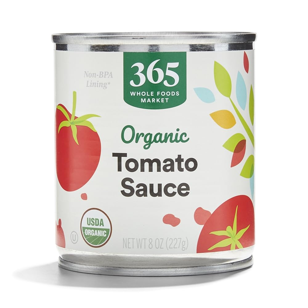 365 by Whole Foods Market Organic Tomato Sauce 8 oz can, ready as a pasta base.