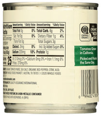 Open can of 365 Organic Tomato Sauce for quick cooking.
