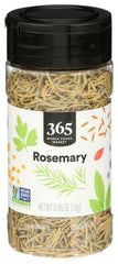 365 Rosemary Leaf dried, close-up on jar, ideal for quick seasoning.