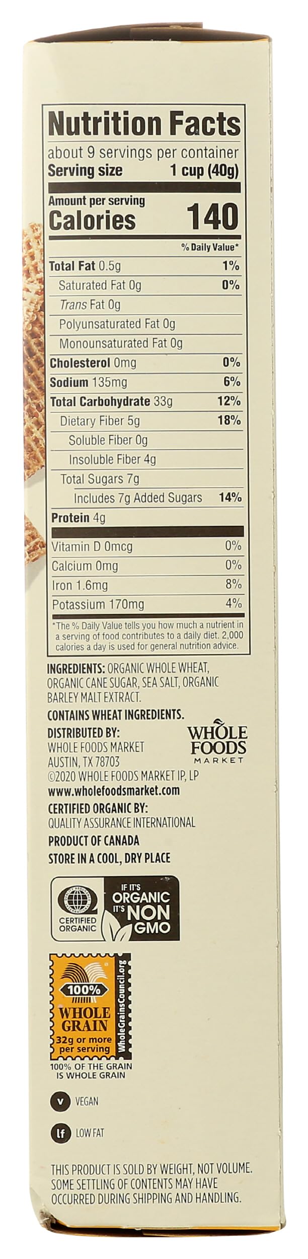 365 by Whole Foods Market ingredients close-up showing four simple ingredients for clean mornings
