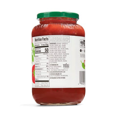 365 by Whole Foods Market Organic Arrabbiata Pasta Sauce ingredients closeup emphasizes clean tomato profile