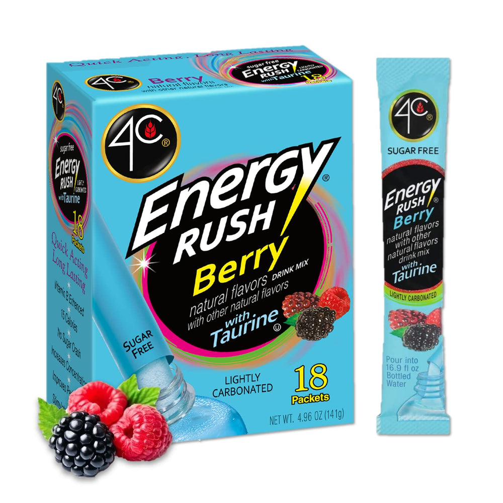 4C Energy Rush Stix Berry front view showing convenient on-the-go flavor and energy