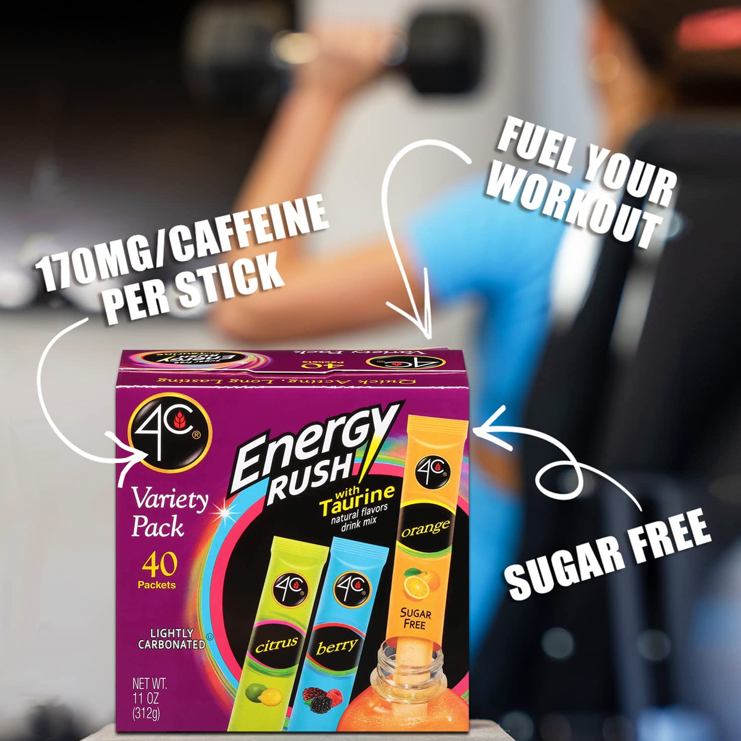 4C Energy Rush Stix bulk 40-count box ideal for family or office