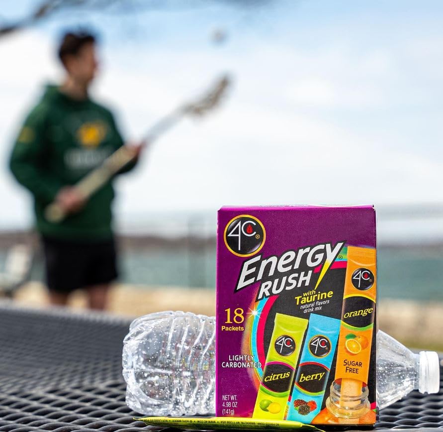 4C Energy Rush Stix glass with water ready for flavor infusion