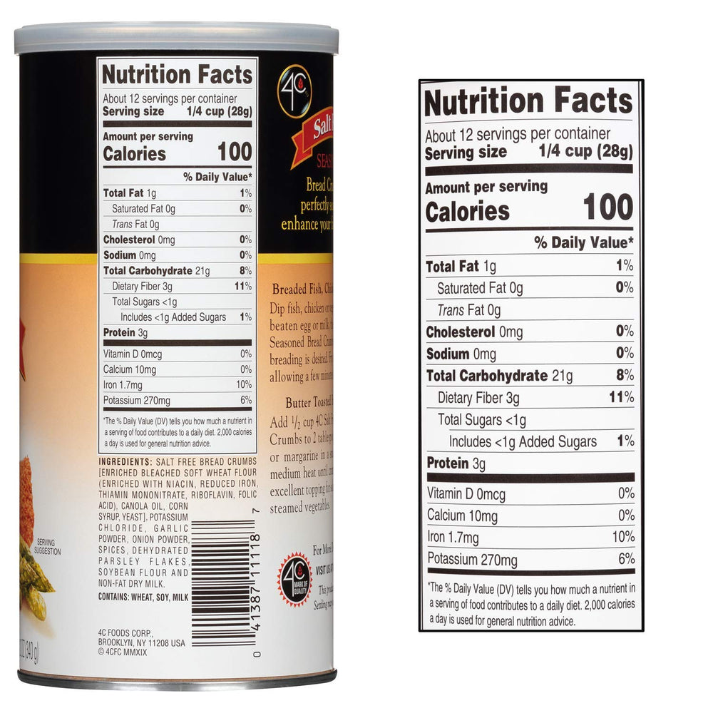4C gluten-free bread crumbs provide crisp coatings for tastier cooking.