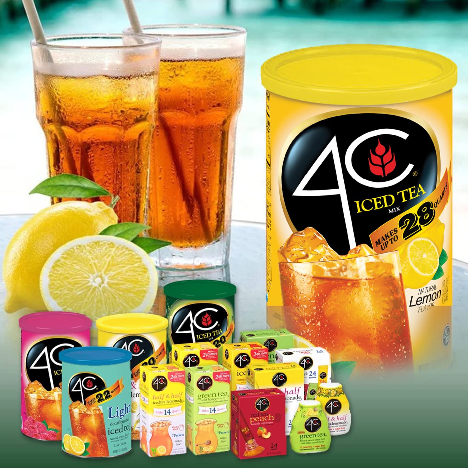 4C green tea powder drink stix bulk packaging on store shelf highlighting value