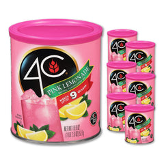 4C Pink Lemonade powder canister close-up ready for quick mixing