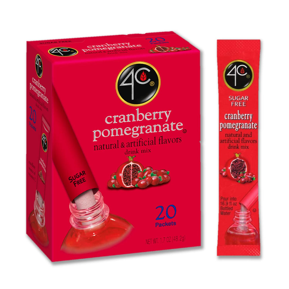 4C Powder Drink Mix Cranberry Pomegranate packaging for convenient on-the-go flavor boost