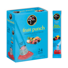 4C Powder Drink Mix Fruit Punch 24-pack packet dissolves easily for refreshing on-the-go hydration.