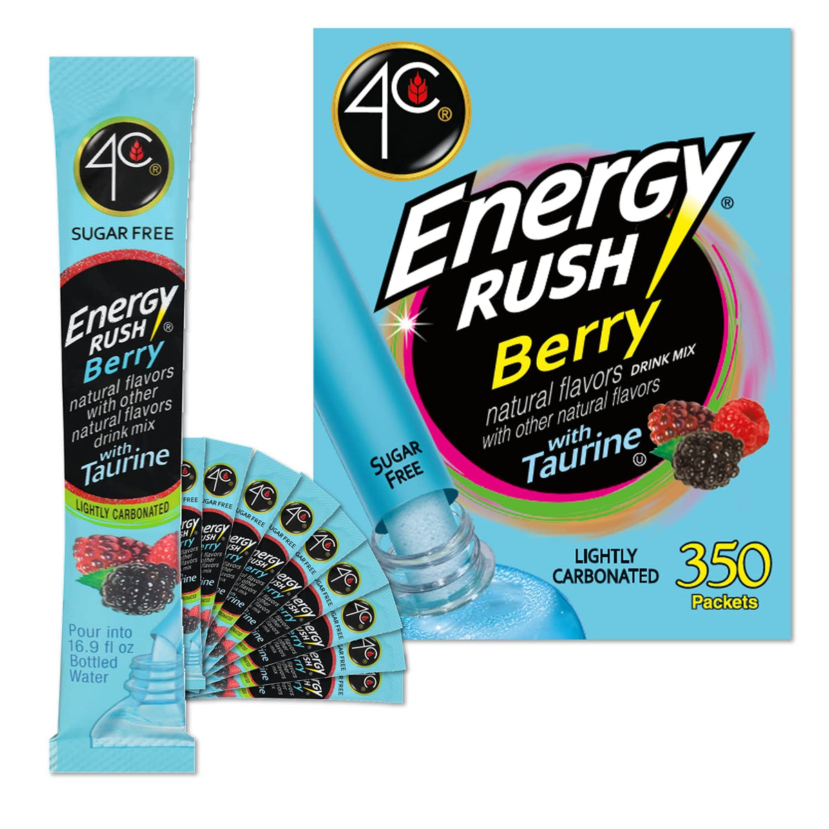 4C Powder Energy Rush Stix Berry packet for easy hydration with vitamin C.
