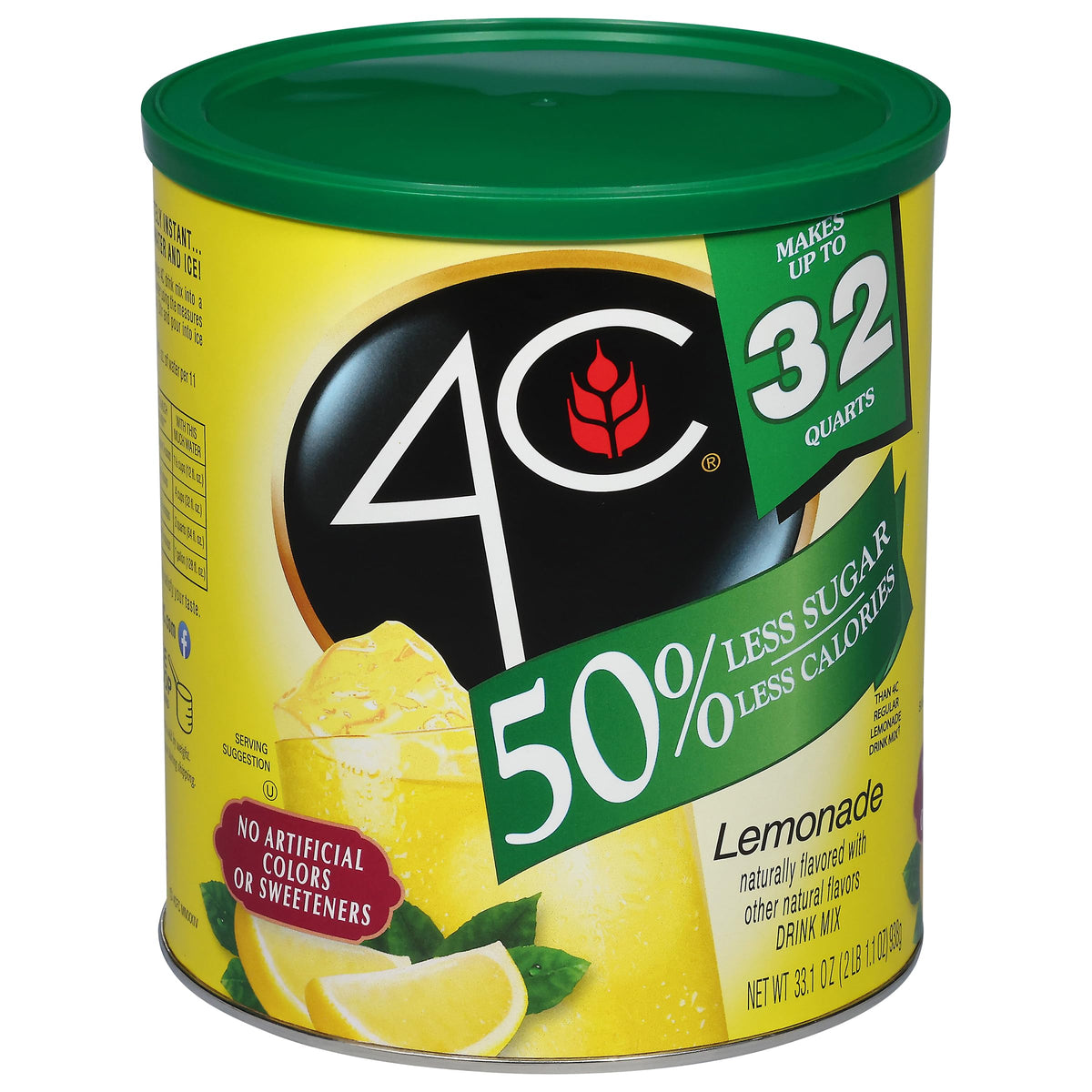 4C reduced sugar lemonade canister, ideal for quick family drinks