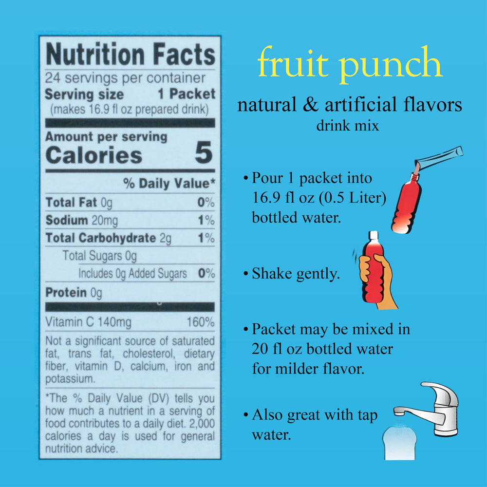 4C Singles Stix Fruit Punch on-the-go bottle packet for easy flavoring anywhere.
