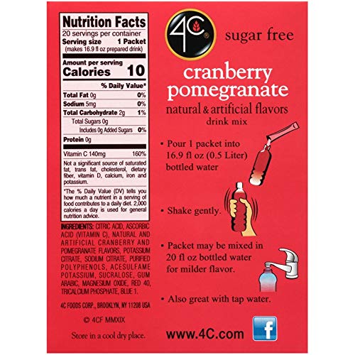 4C Stix on the Go Cranberry Pomegranate packets for sugar-free water flavoring anywhere