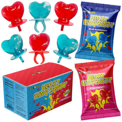 4E's Novelty blue heart ring lollipop worn as candy jewelry for classroom celebrations