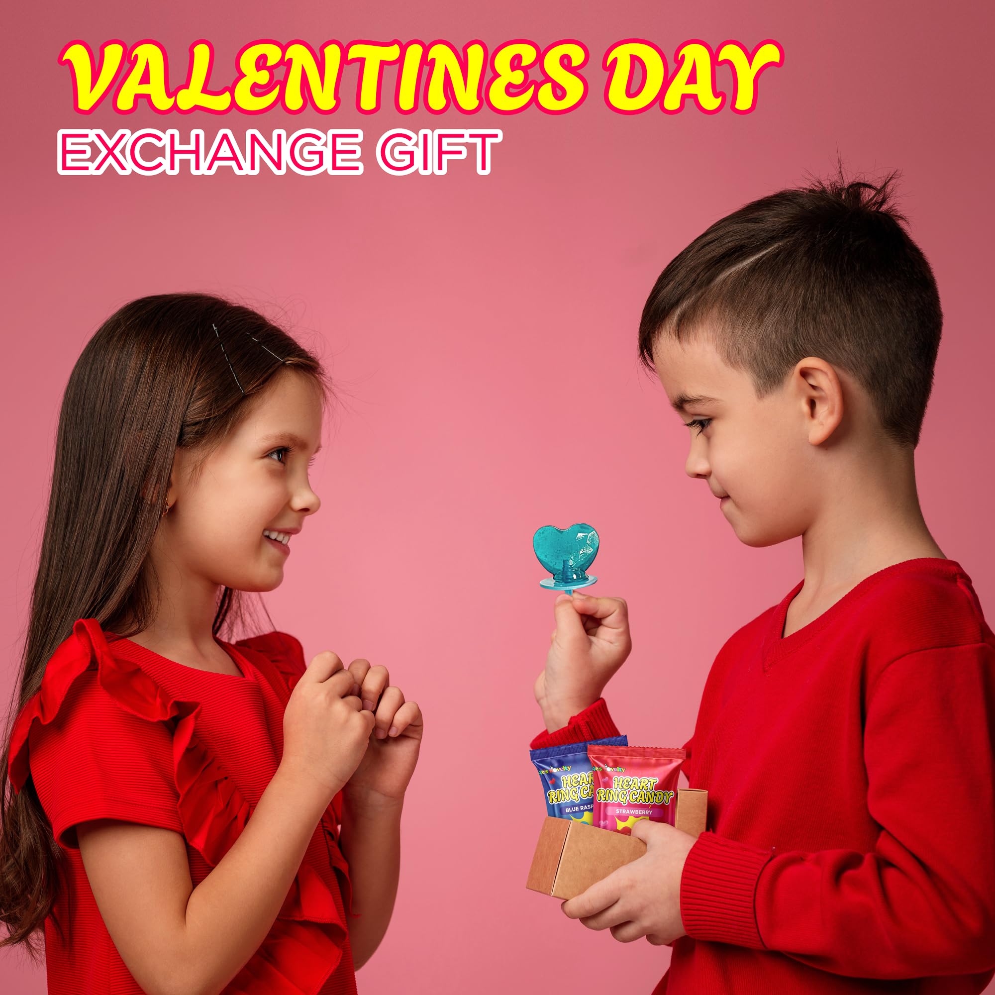 4E's Novelty classroom valentines treats wearable rings for sharing with classmates