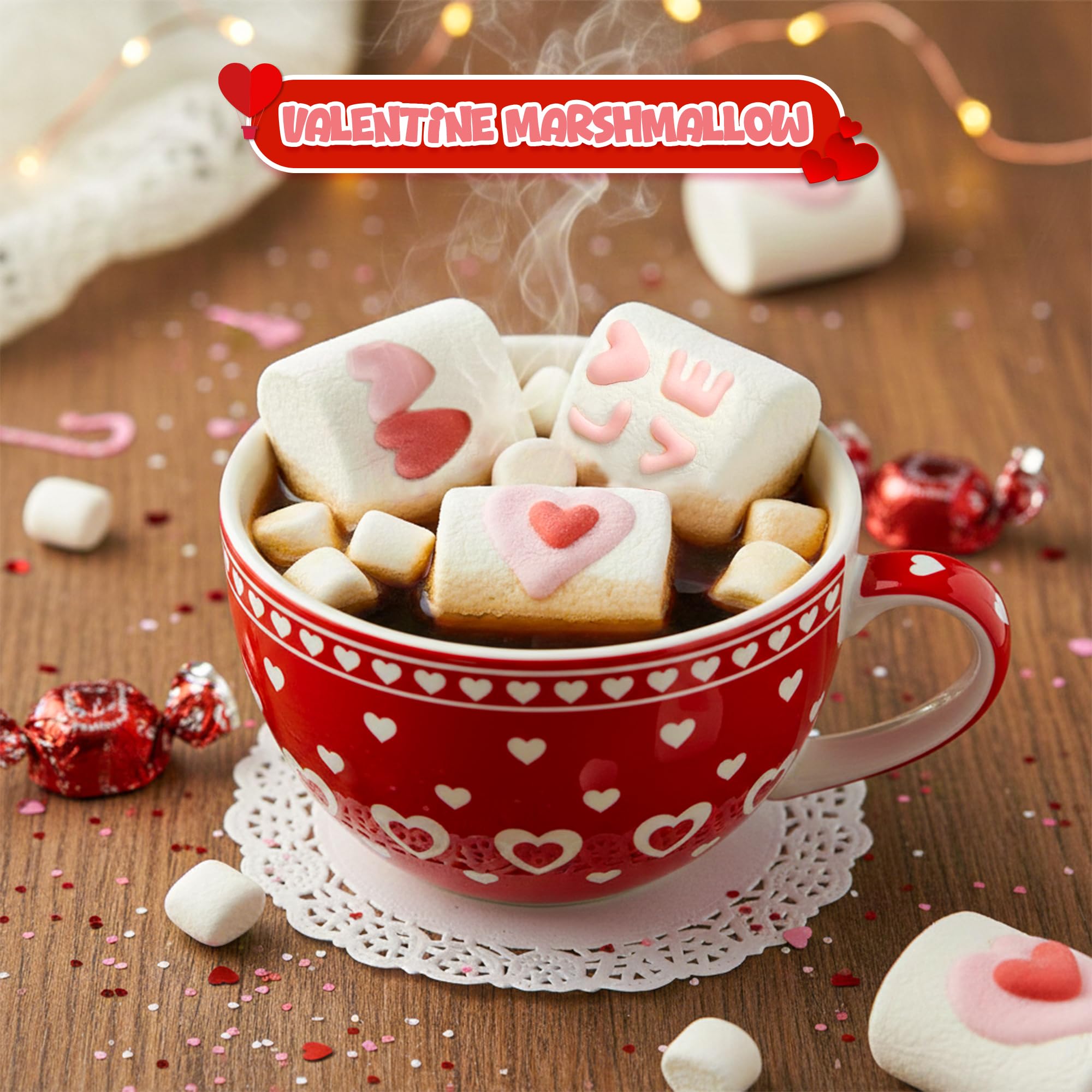 4E's Novelty pink marshmallows, 16-pack for cozy coffee moments