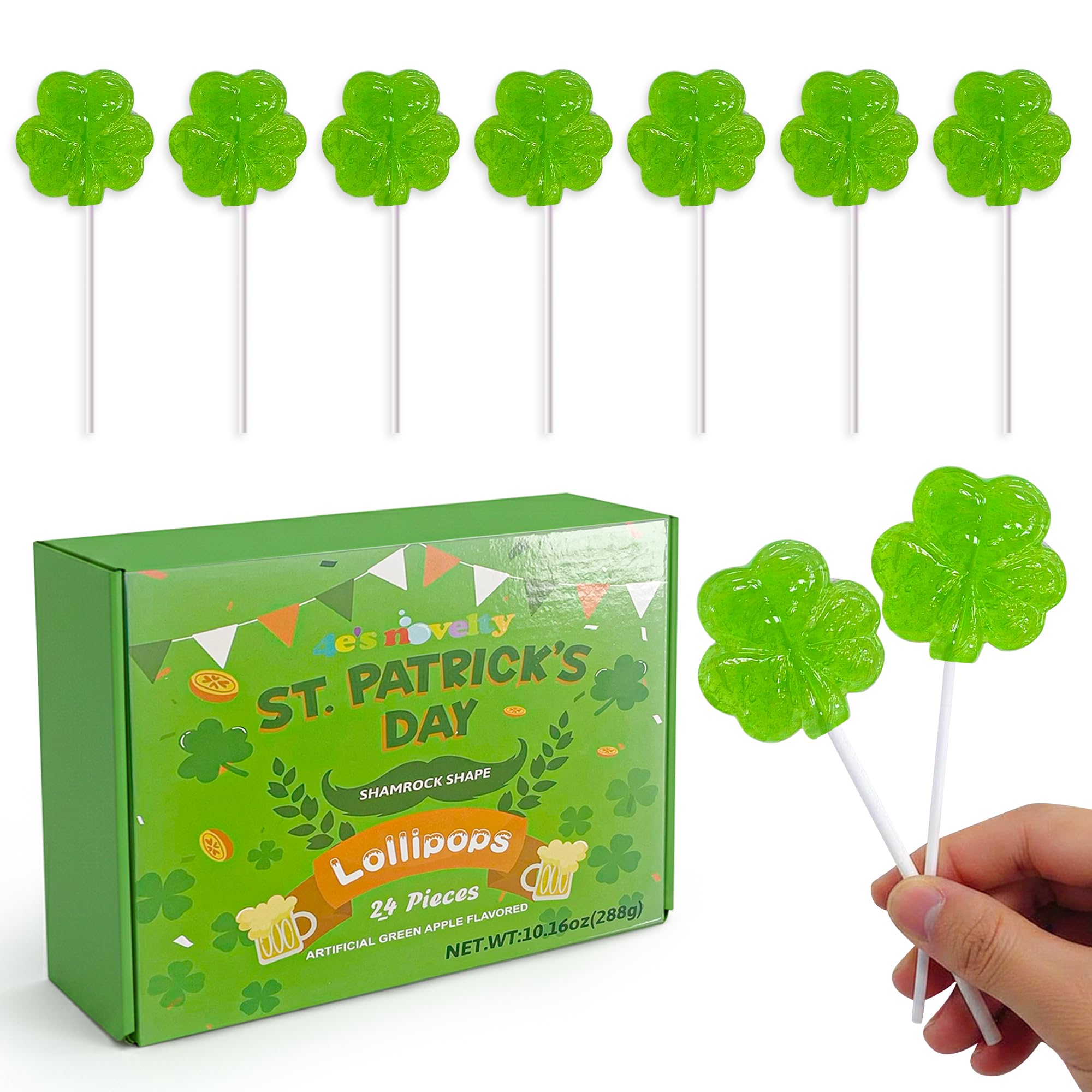 4E's Novelty lucky green lollipops brighten any St. Patrick's Day event.