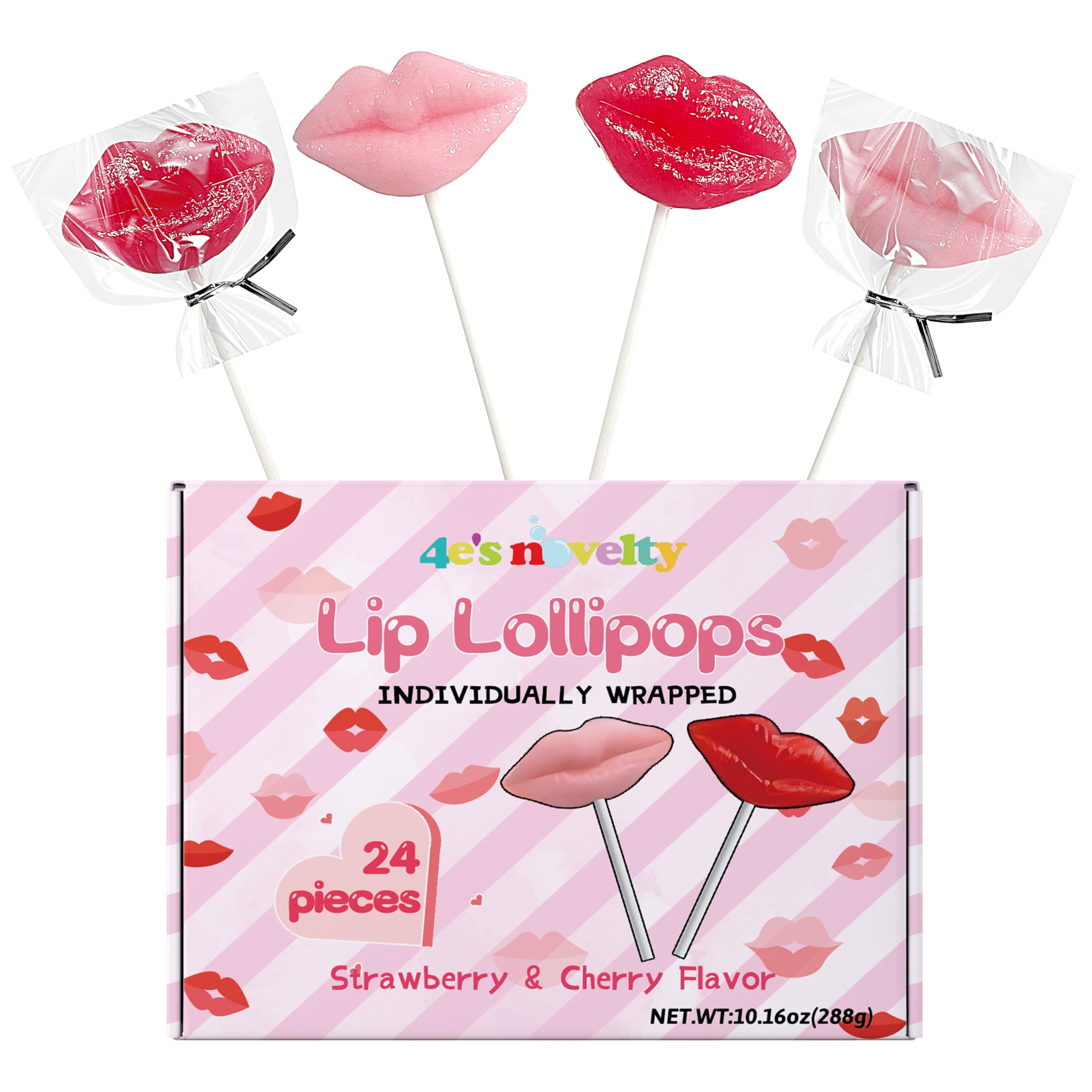 4E's Novelty lip lollipops 24-pack ready for classroom celebrations