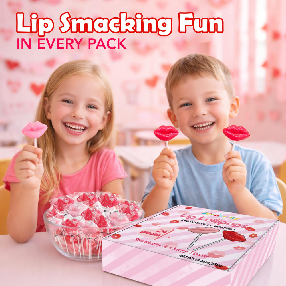 Kids and adults enjoy 4E's Novelty lip lollipops