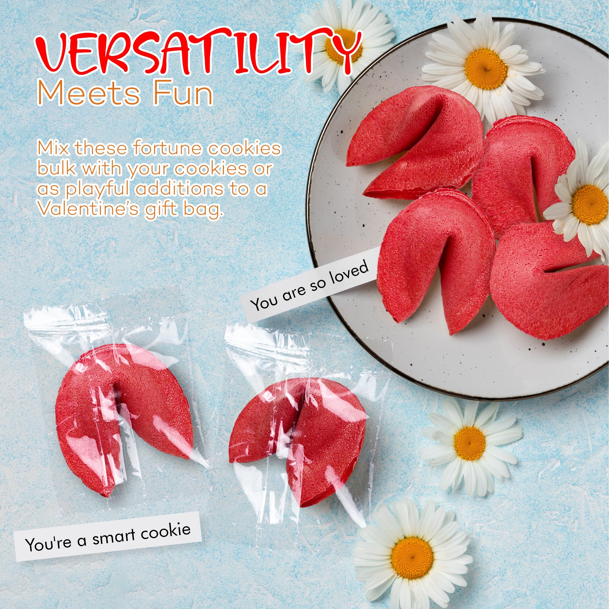 Heart-shaped fortune cookies from 4E's Novelty for themed parties
