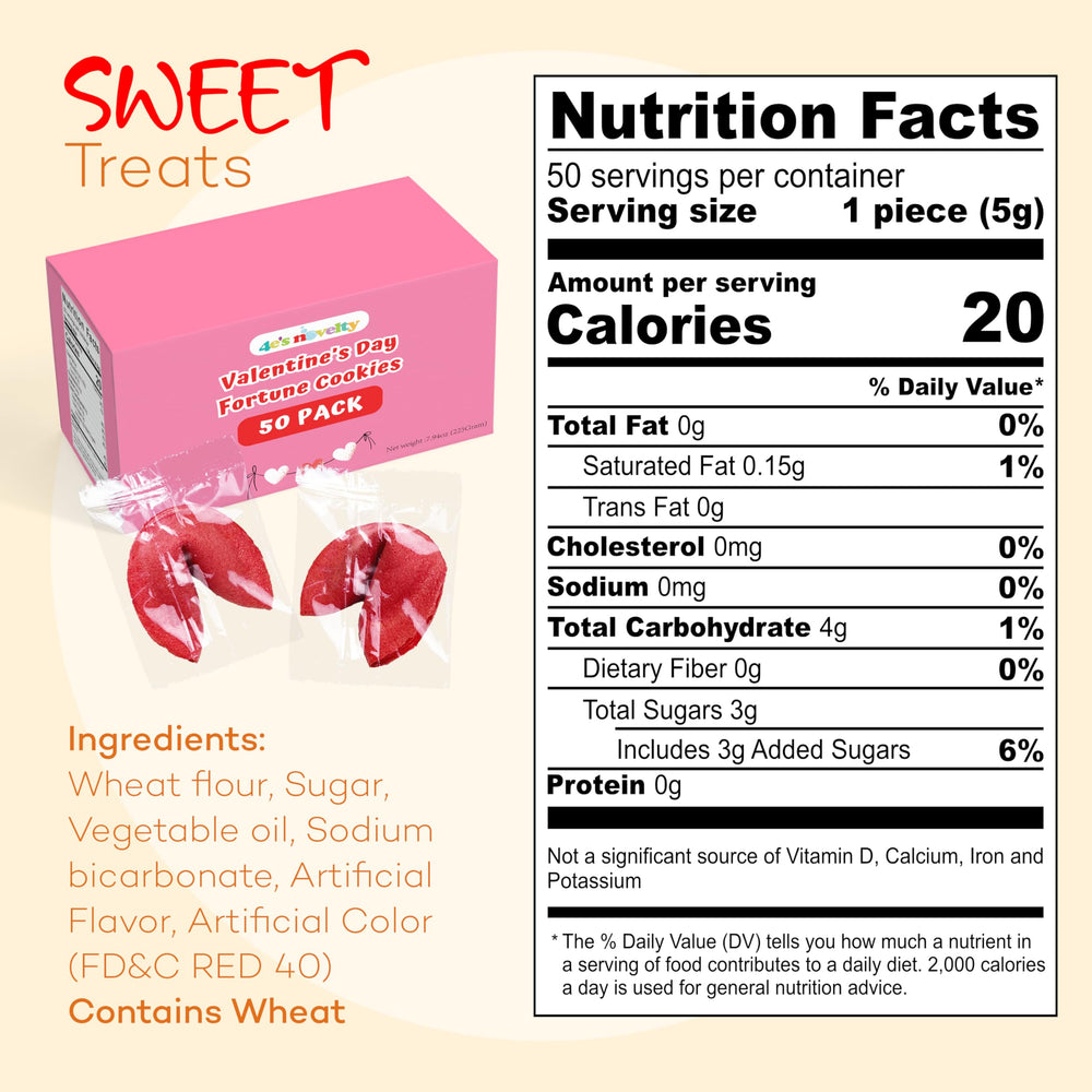Strawberry-flavored fortune cookie close-up from 4E's Novelty with fresh notes