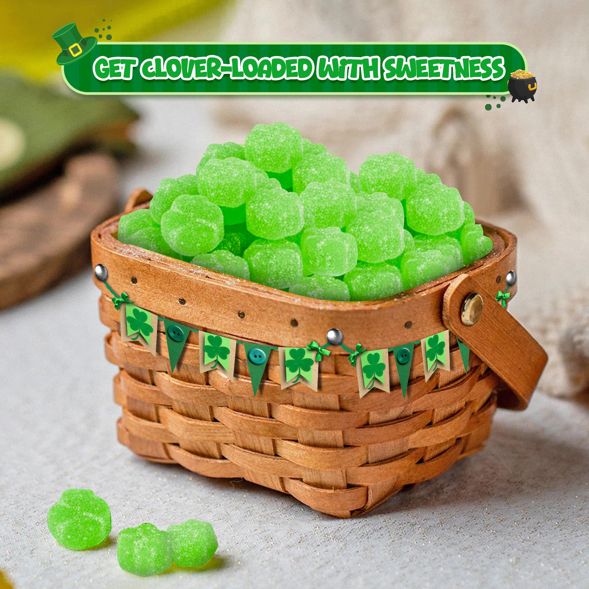4E's Novelty green shamrock shapes, playful party snacks for all ages