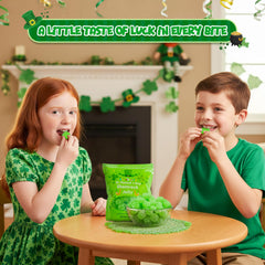 4E's Novelty shamrock gummies in a jar, great as St Patrick's Day fillers