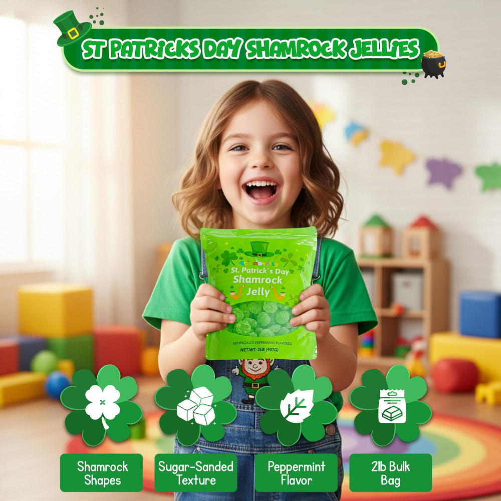 4E's Novelty minty shamrock candies ready for gift baskets or treat bowls