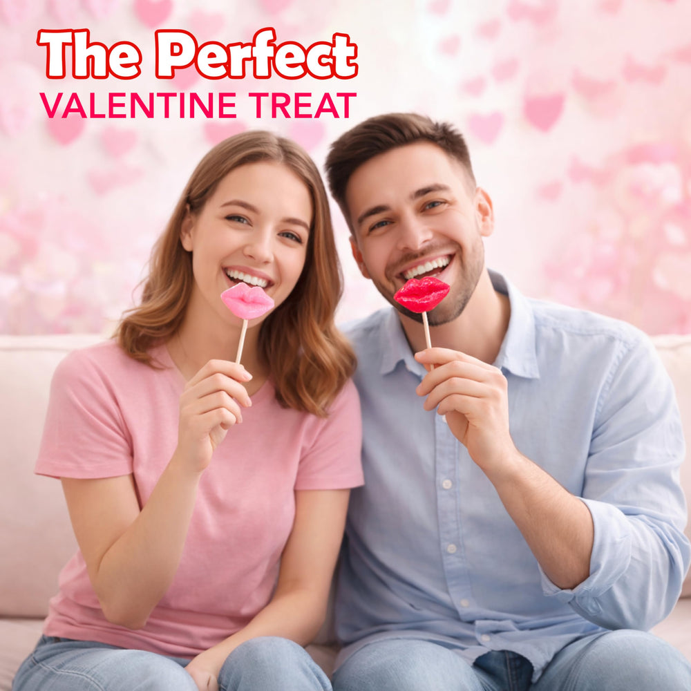 Strawberry-flavor lips lollipops from 4E's Novelty