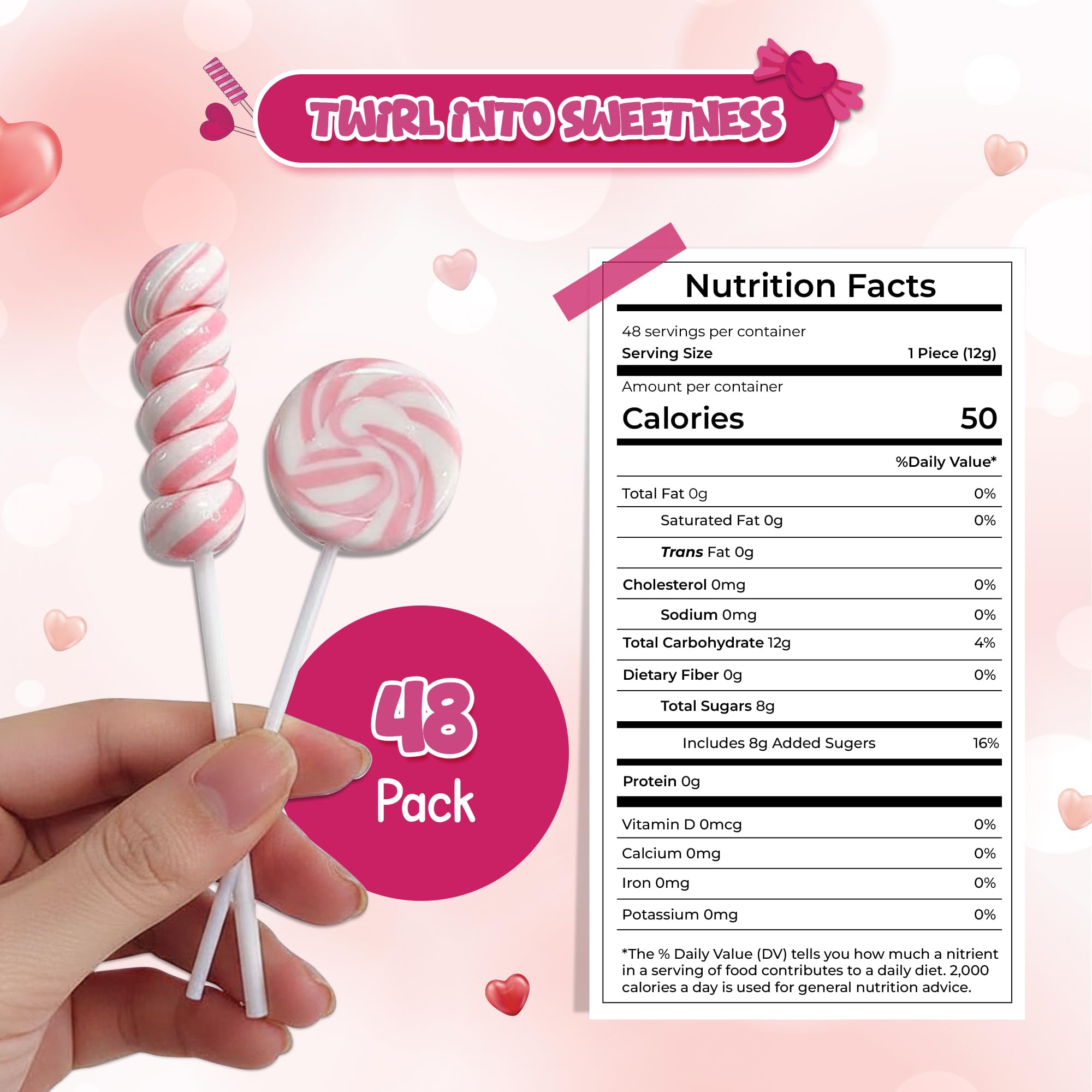 4E's Novelty pink twist lollipops arranged for celebrations