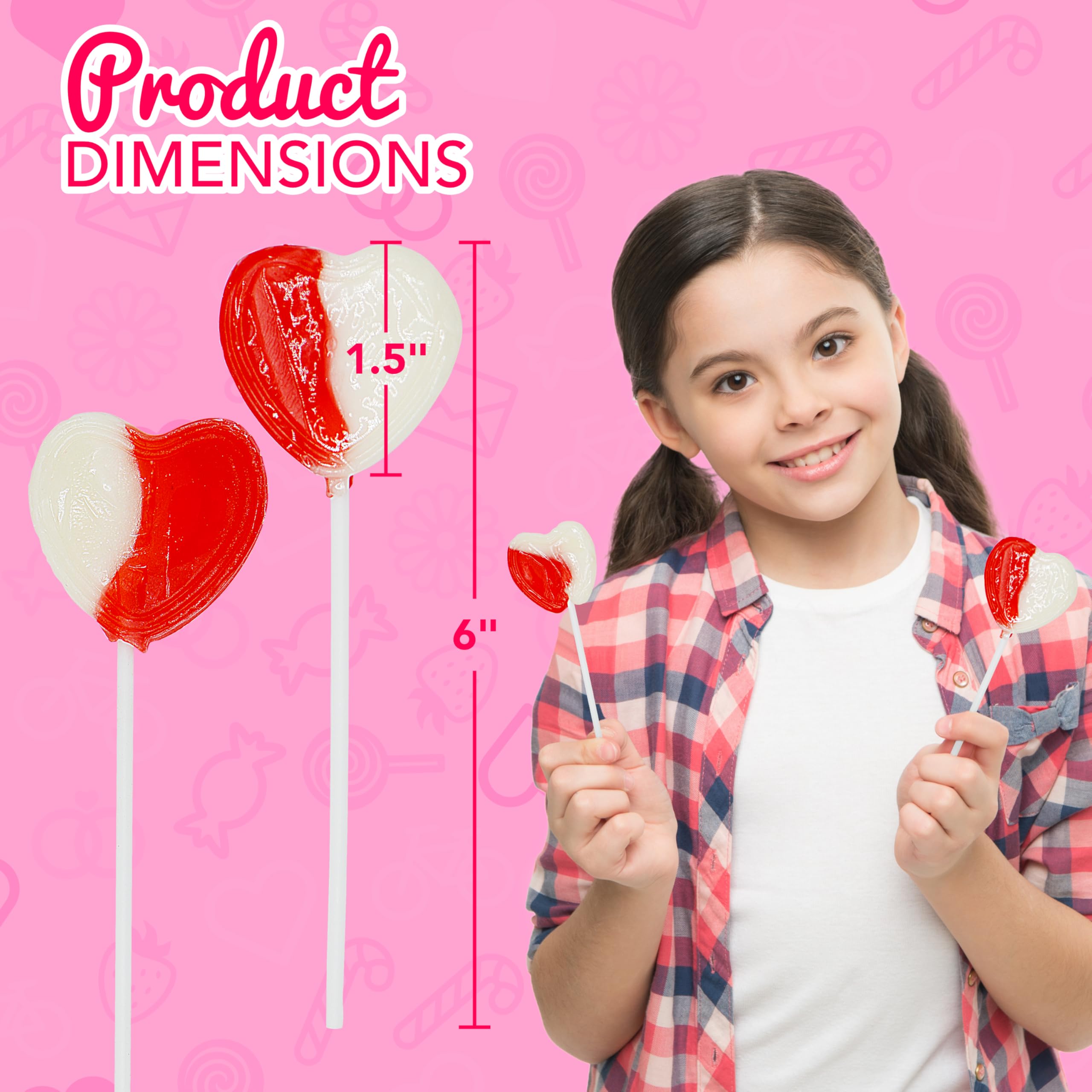 4E's Novelty red and white heart lollipops for holiday gifting.