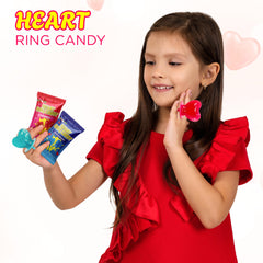 4E's Novelty Valentines day ring candy in blue and red flavors for celebrations