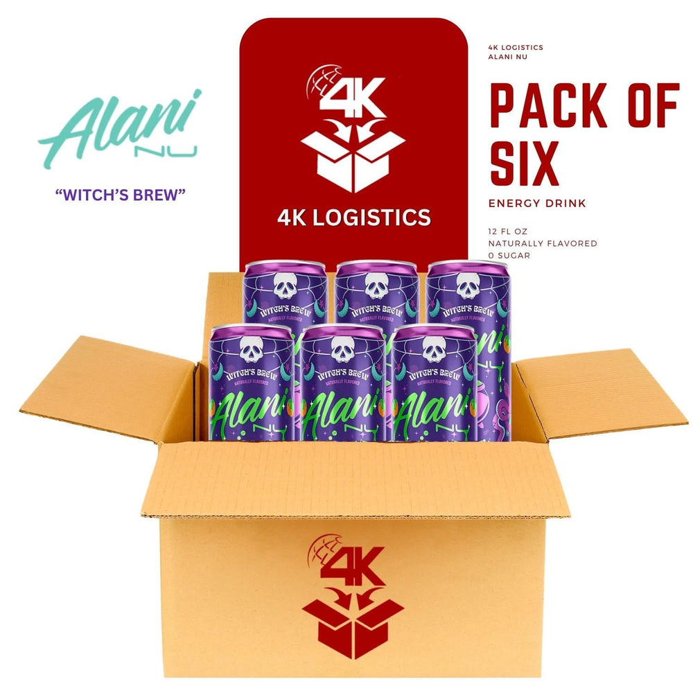 4K Logistics Alani Nuu Witches Brew bottle close-up highlighting label and premium packaging.