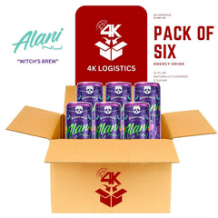4K Logistics Alani Nuu Witches Brew bottle close-up highlighting label and premium packaging.