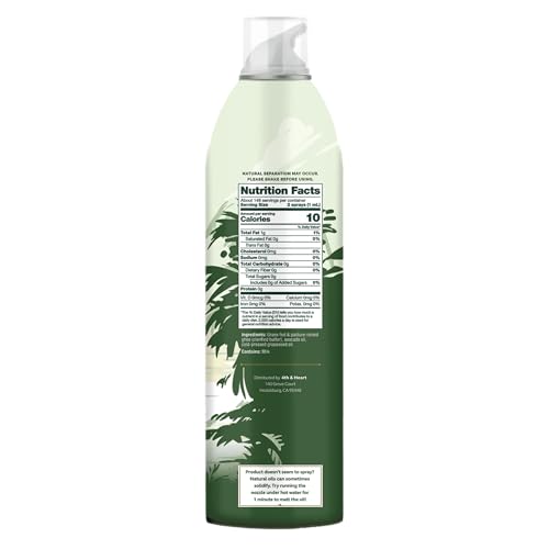 4th & Heart hi-heat ghee spray bottle side showing easy spray nozzle.